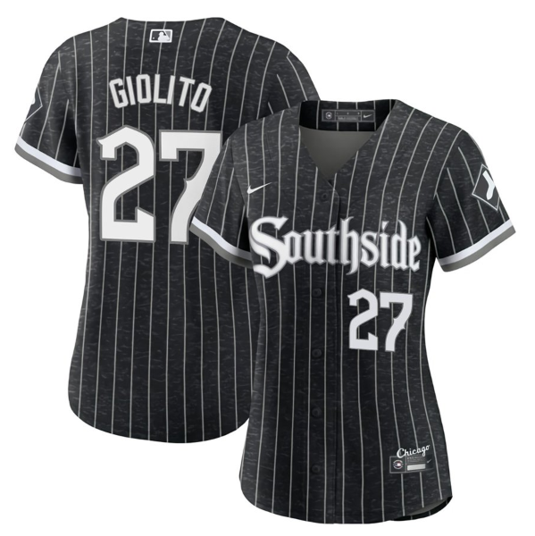 Women's Chicago White Sox #27 Lucas Giolito 2021 Black Connect city Stitched Jersey(Run Small)